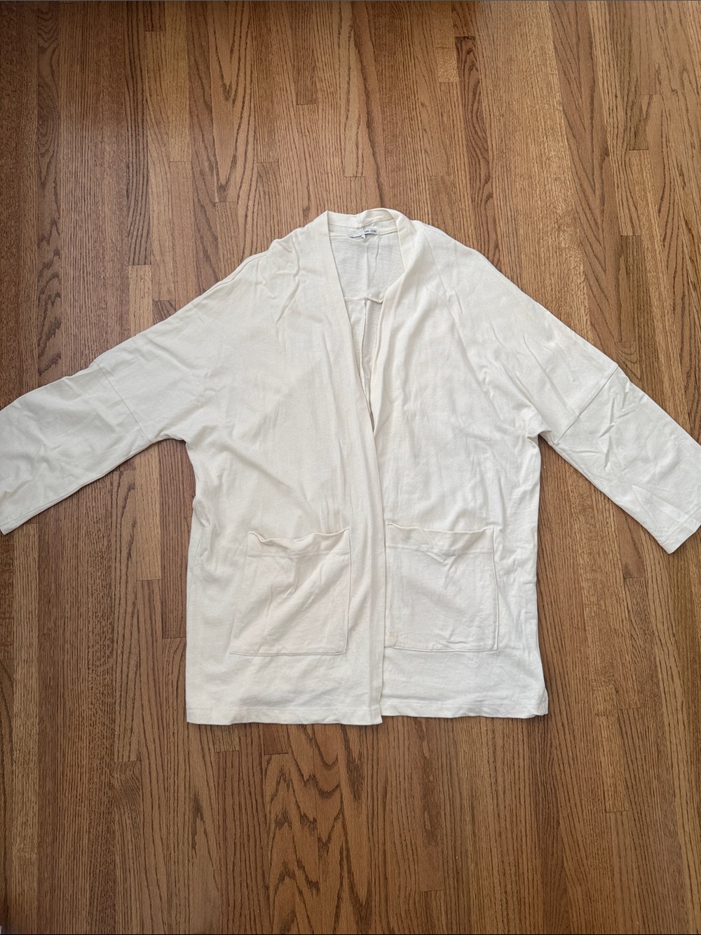 OAK + FORT Cream Open Front Tunic Cardigan